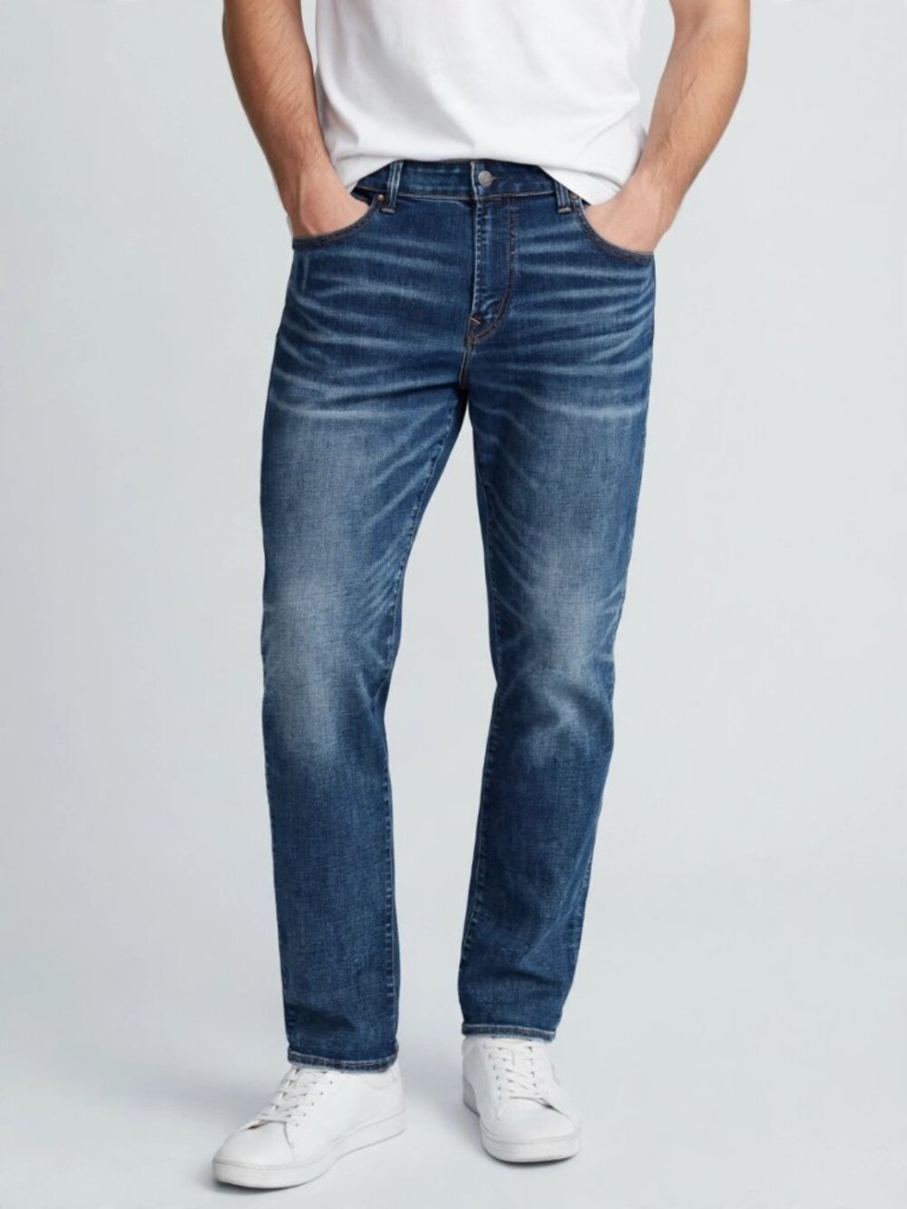 American Eagle Original Straight Jeans Men 36x34 36X32 Medium Wash Stretch Denim